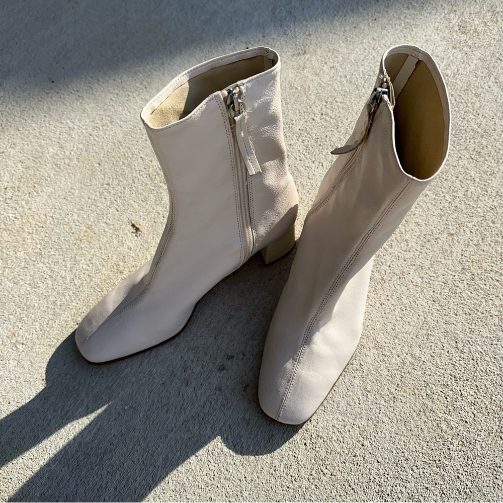 Zara Cream Leather Boots